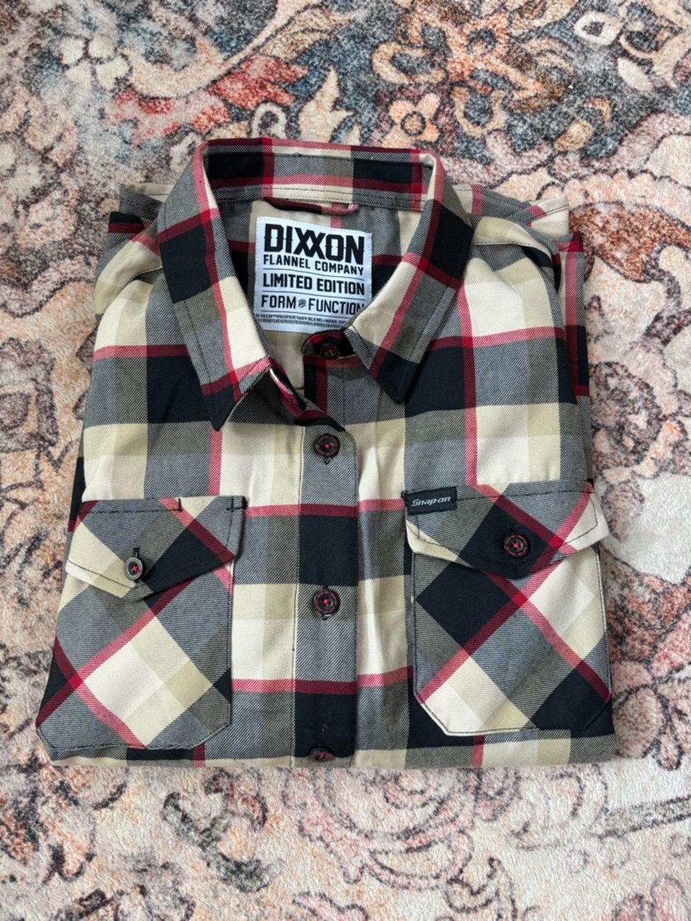DIXXON Plaid Flannel Shirt - Beige Black Red (SNAP ON)
